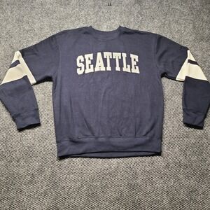 New York Popular Seattle Sweatshirt Navy Blue Varsity Stripe Crewneck Medium